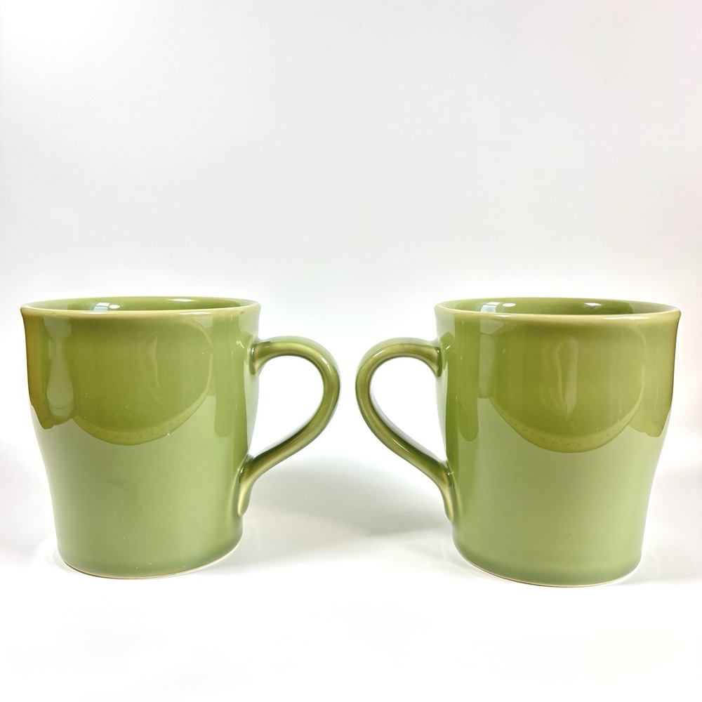 Pottery Barn Sophia Mugs Set of 2 Light Green Stoneware Portugal 16 Oz
